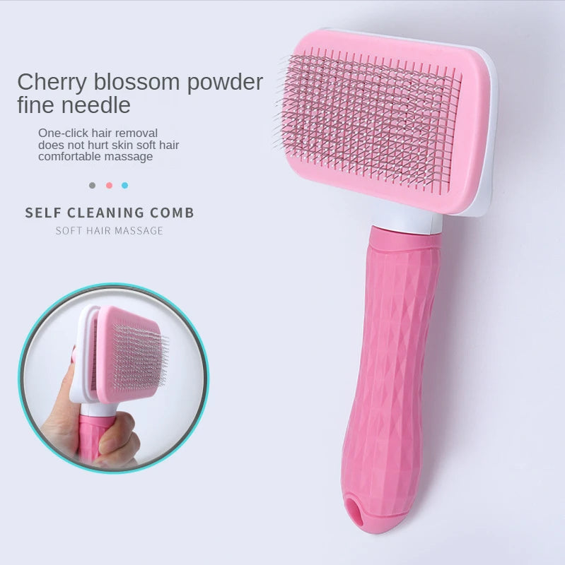 Self-Cleaning Slicker Brush for Dogs & Cats – Removes Tangled Hair & Undercoat