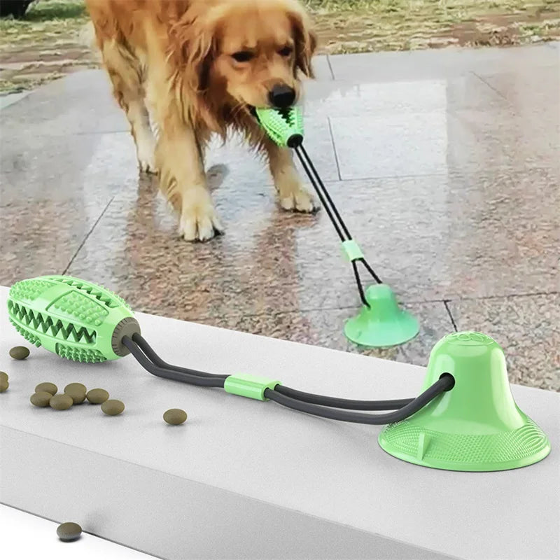 Interactive Suction Cup Dog Tug Toy with Tooth Cleaning Ball