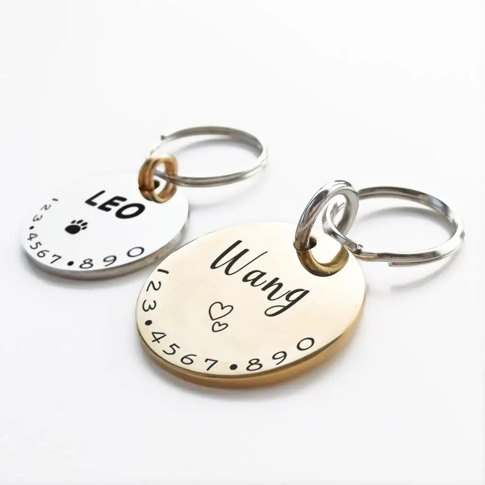 Custom Engraved Pet ID Tag – Personalized Collar Charm for Dogs & Cats