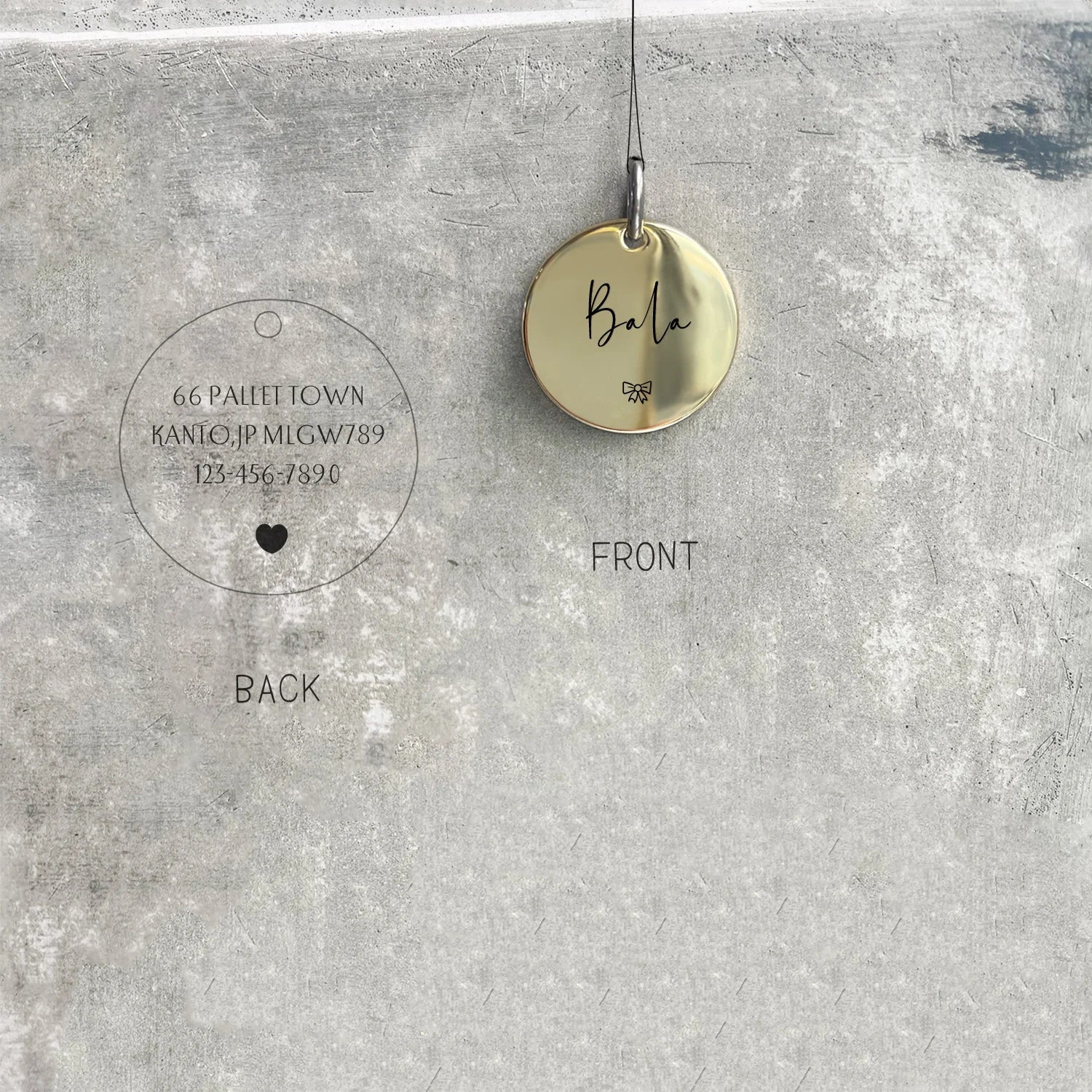 Custom Cat/Dog ID Tag MW007 - Engraved Front & Back, Anti-Lost Pet Charm