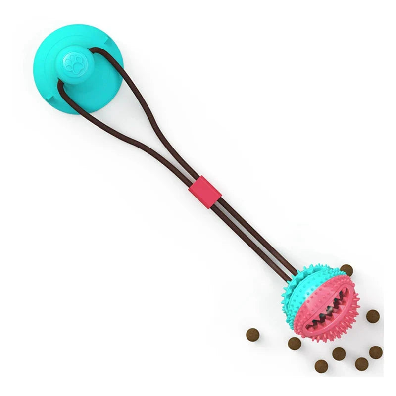 Interactive Suction Cup Dog Tug Toy with Tooth Cleaning Ball