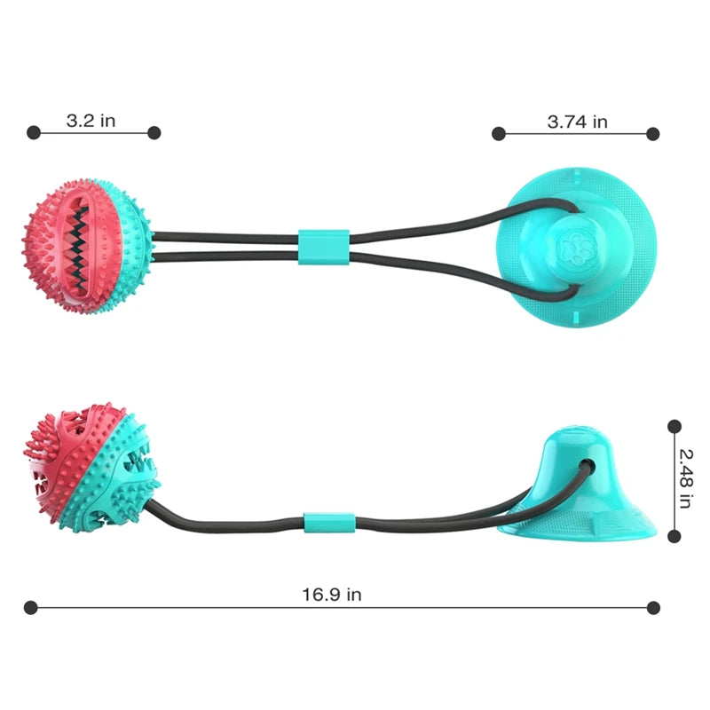 Interactive Suction Cup Dog Tug Toy with Tooth Cleaning Ball