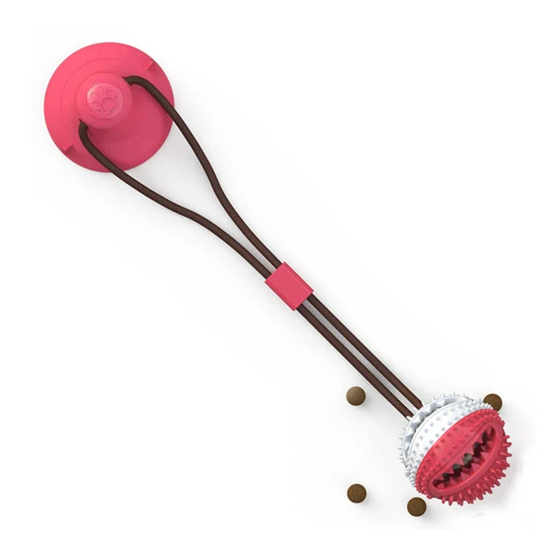 Interactive Suction Cup Dog Tug Toy with Tooth Cleaning Ball