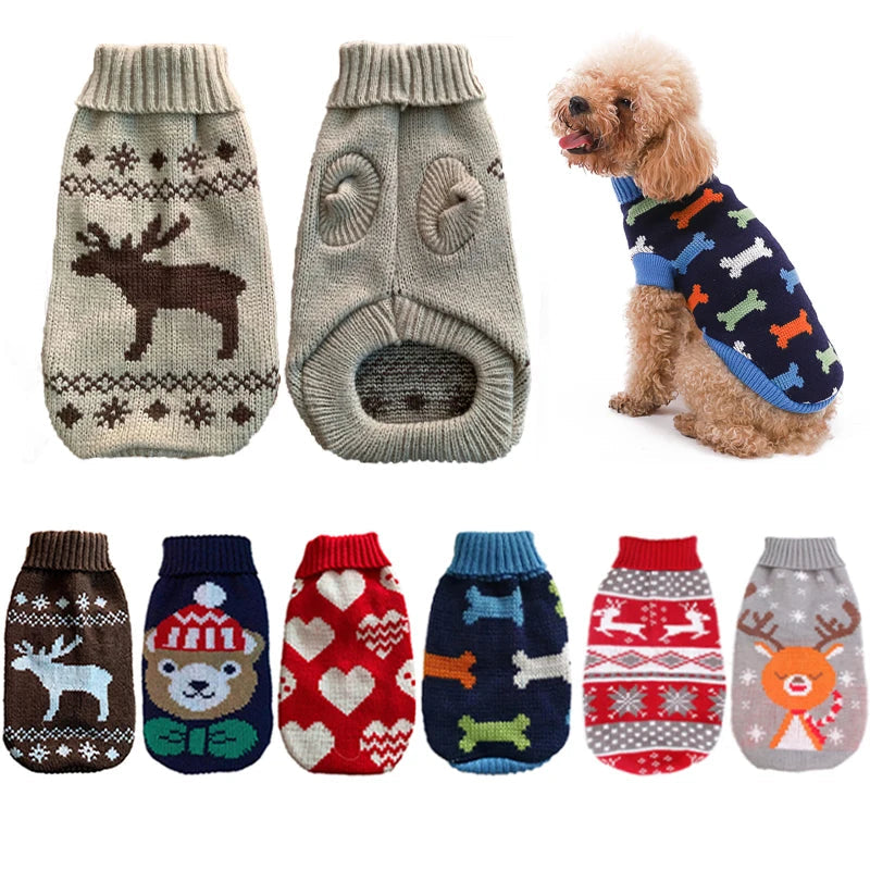Warm Knitted Dog Sweater - Winter Clothes for Small & Medium Pets