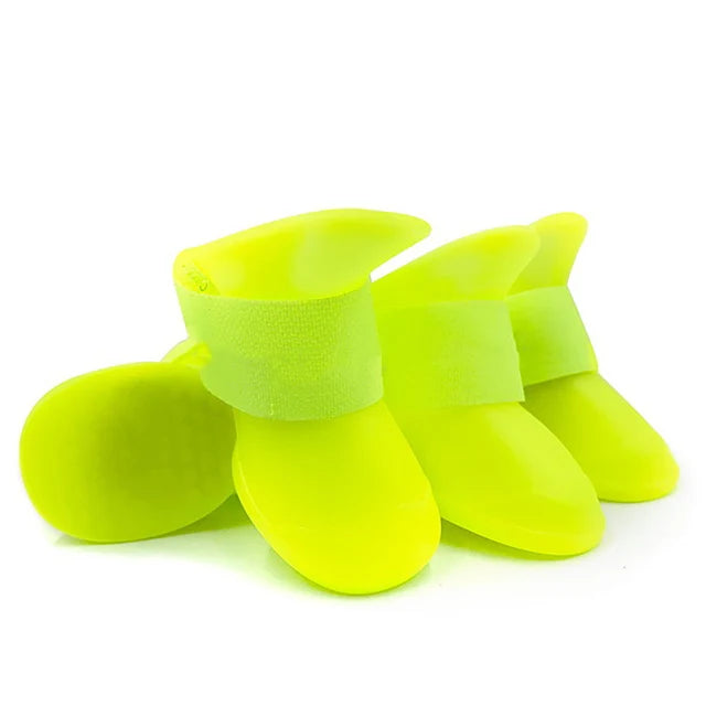 4Pcs Waterproof Anti-Slip Pet Boots - Rubber Rain Shoes for Dogs & Cats