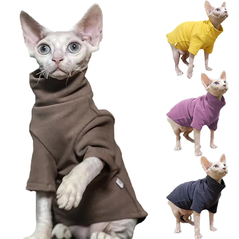 Sphynx Cat Winter Clothes – Soft Warm Pullover for Dogs & Cats