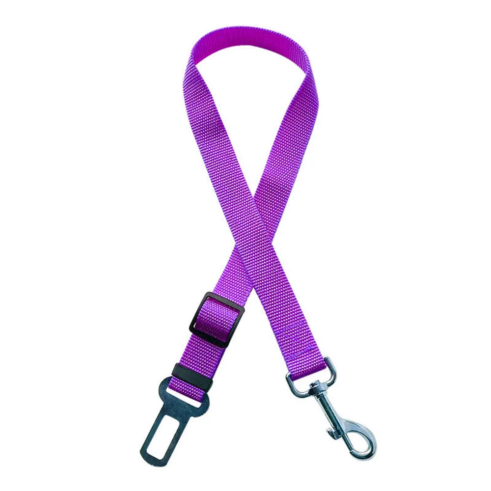 Adjustable Dog Car Seat Belt Harness – Nylon Reflective Travel Accessory