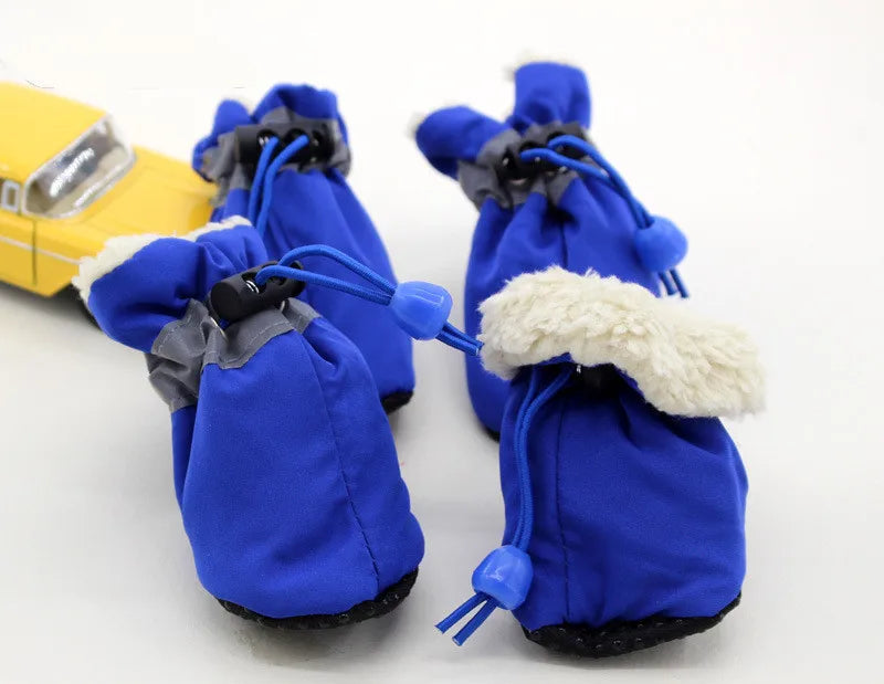 4pcs Waterproof Anti-Slip Puppy Boots - Winter Dog Footwear for Prewalkers