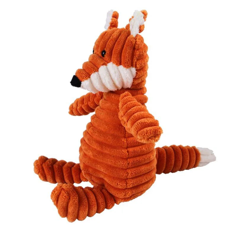 Plush Animal Dog Toy – Bite-Resistant Squeaky Corduroy Toy for Dogs