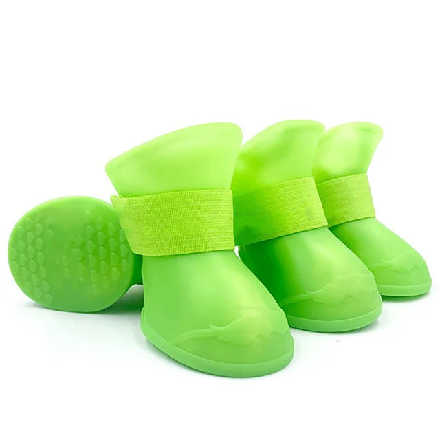 4Pcs Waterproof Anti-Slip Pet Boots - Rubber Rain Shoes for Dogs & Cats