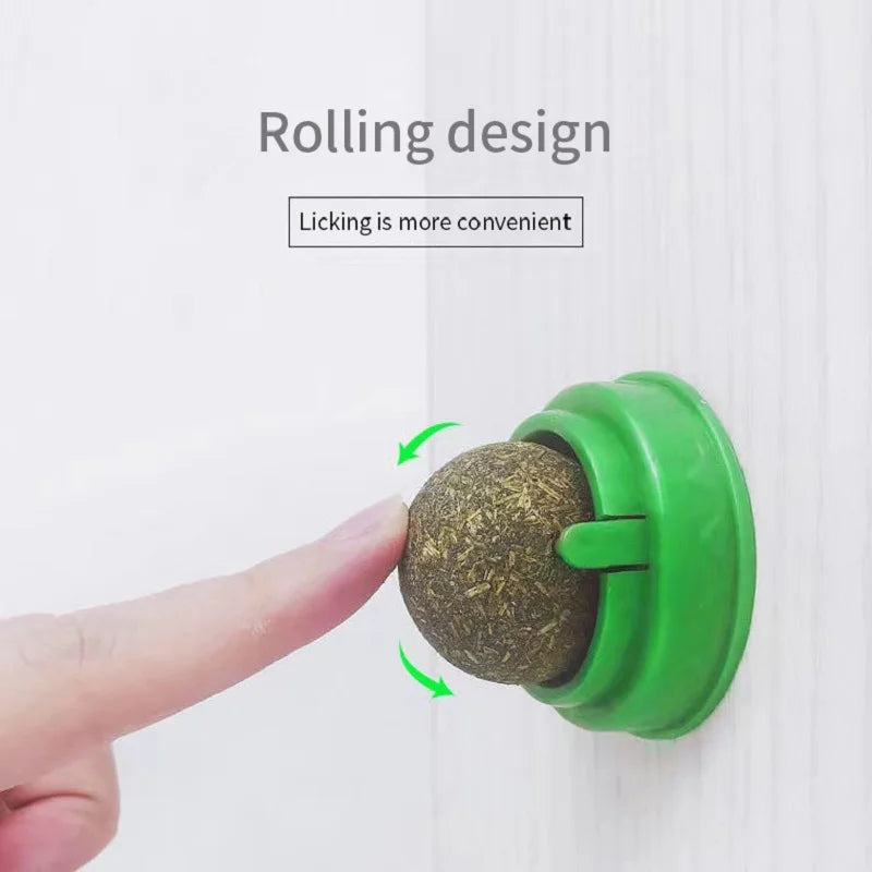 Natural Catnip Wall Ball Toy – Digestive Aid & Treat for Cats
