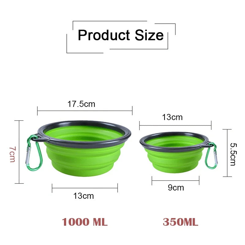 2-in-1 Portable Dog Feeder Bowl & Water Bottle with Carabiner – Travel Pet Dispenser