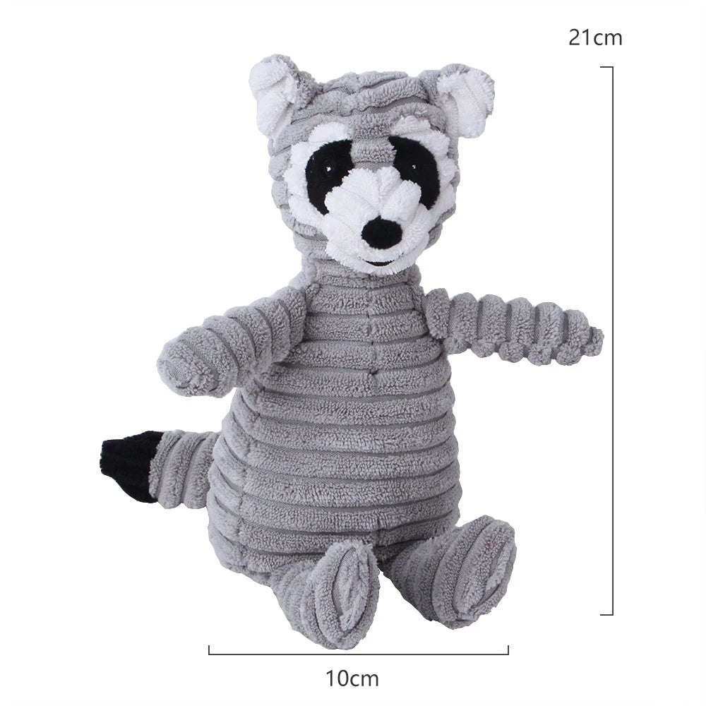 Plush Animal Dog Toy – Bite-Resistant Squeaky Corduroy Toy for Dogs