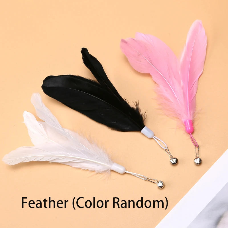 Hands-Free Suction Cup Cat Teaser Wand with Feather & Bird Toy