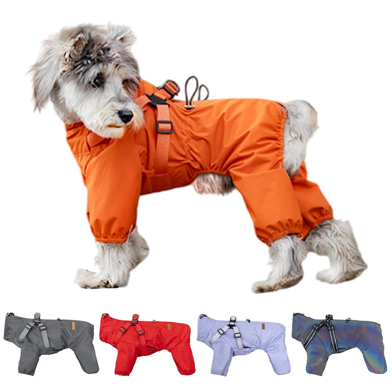Waterproof Dog Raincoat with Harness – Reflective & Adjustable for Small/Medium Dogs