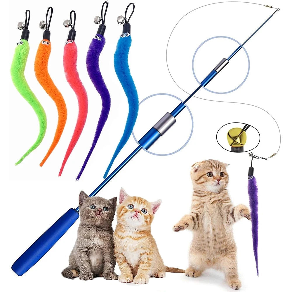 Plush Worm Cat Toy Replacement Heads - 5/6/10/11 Pcs
