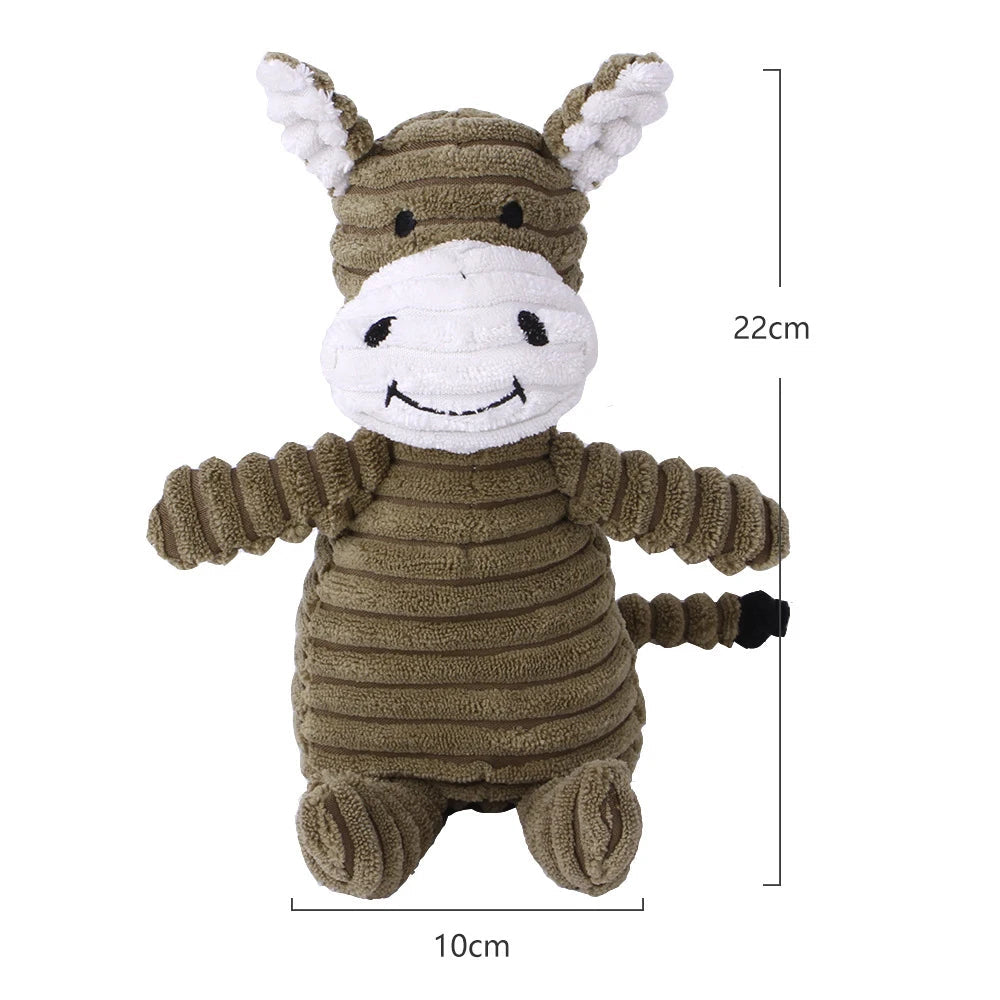 Plush Animal Dog Toy – Bite-Resistant Squeaky Corduroy Toy for Dogs