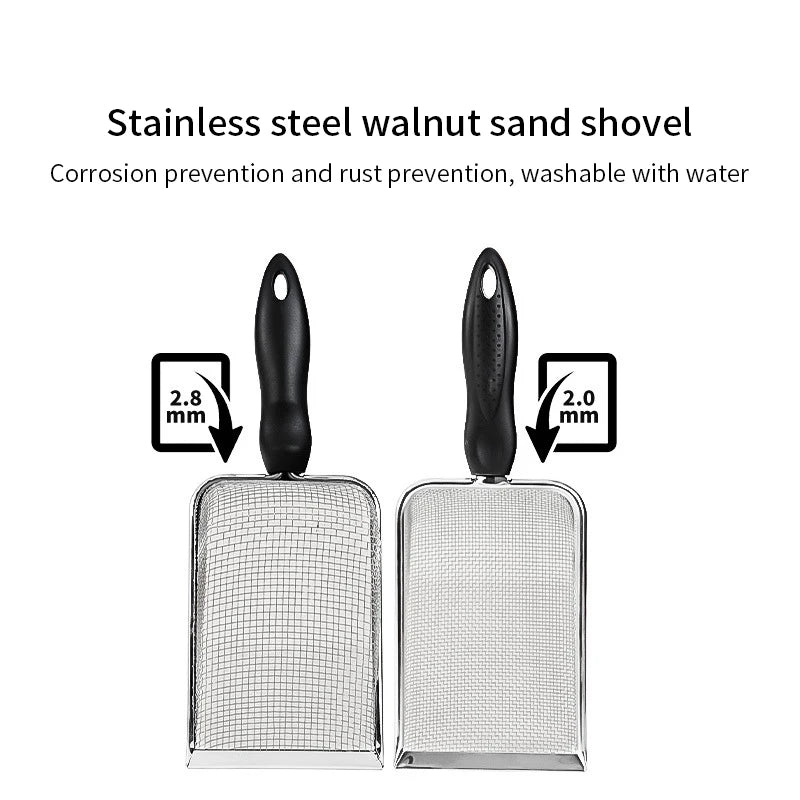 Stainless Steel Cat Litter & Sand Sifter – Fine Mesh Cleaning Scoop