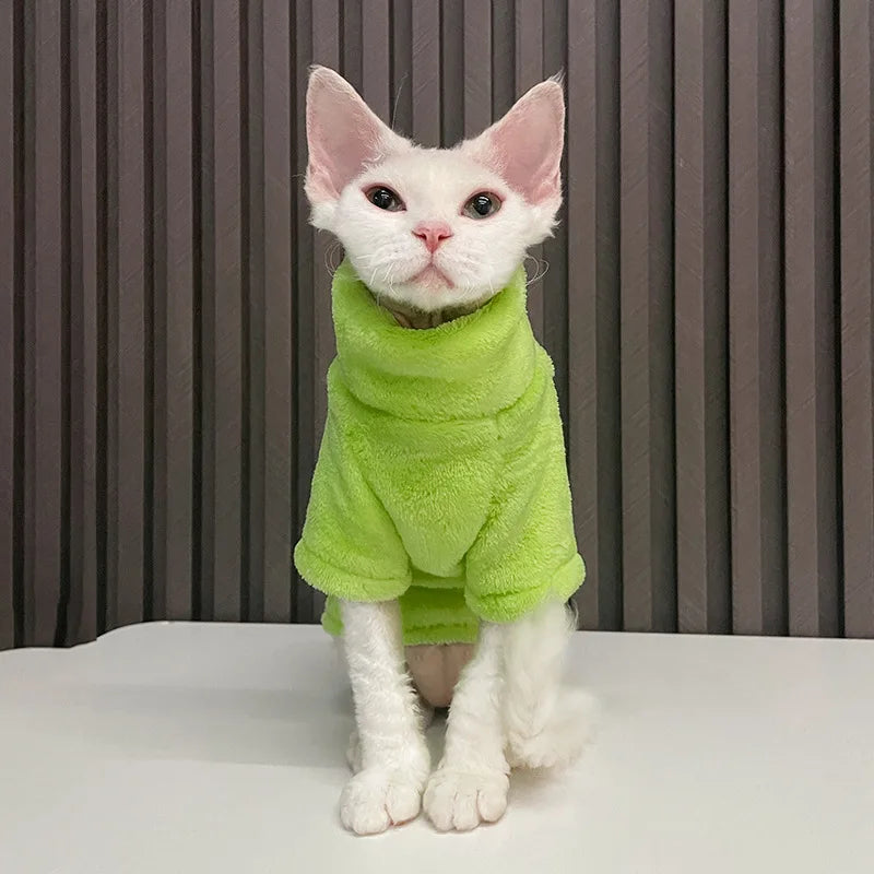 Warm Turtleneck Cat Sweater - Soft Fluff Pullover for Cats & Small Dogs