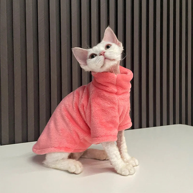 Warm Turtleneck Cat Sweater - Soft Fluff Pullover for Cats & Small Dogs