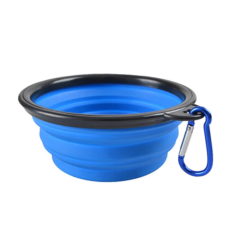 2-in-1 Portable Dog Feeder Bowl & Water Bottle with Carabiner – Travel Pet Dispenser