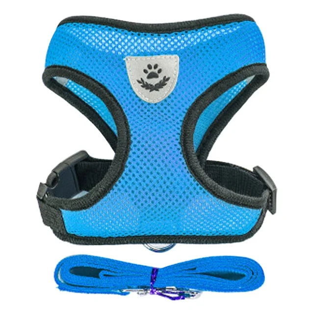 Adjustable Mesh Cat & Dog Harness with Leash – Small to Medium Pets