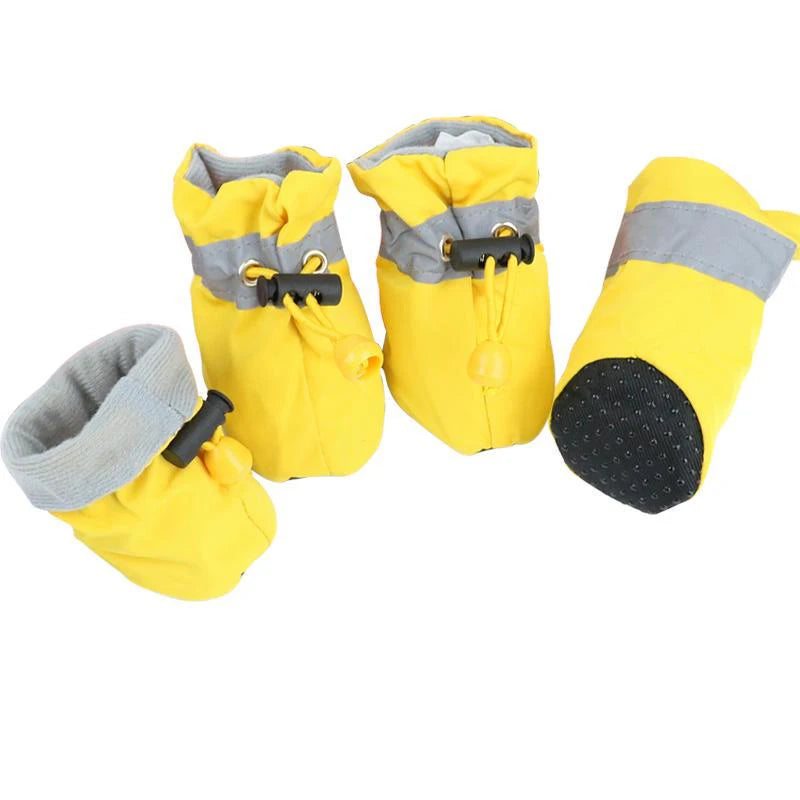 4pcs Waterproof Anti-Slip Puppy Boots - Winter Dog Footwear for Prewalkers
