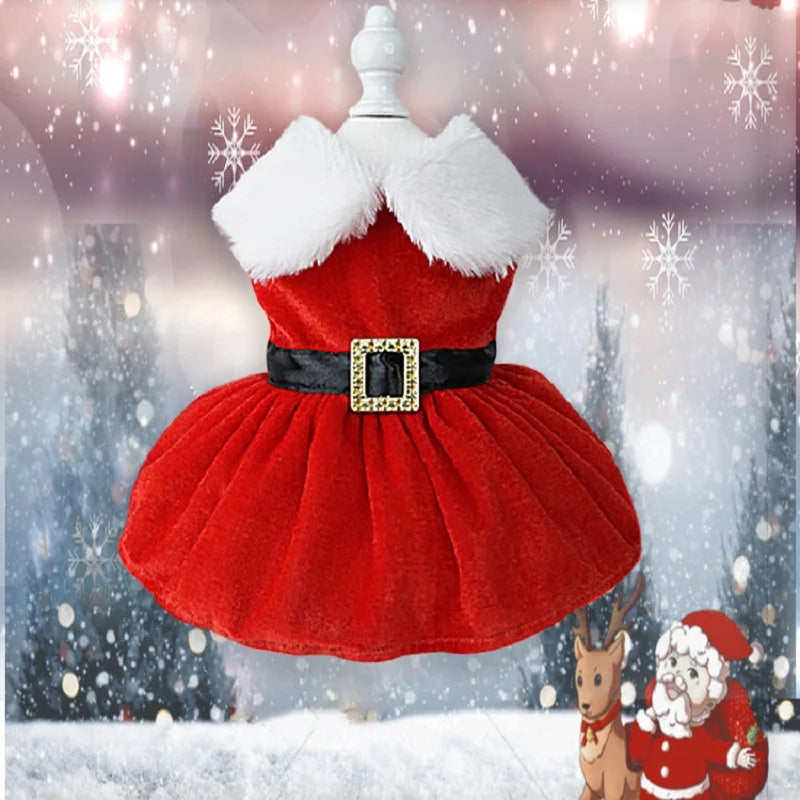 Christmas Dog Dress - Fancy Princess Outfit for Small Pets