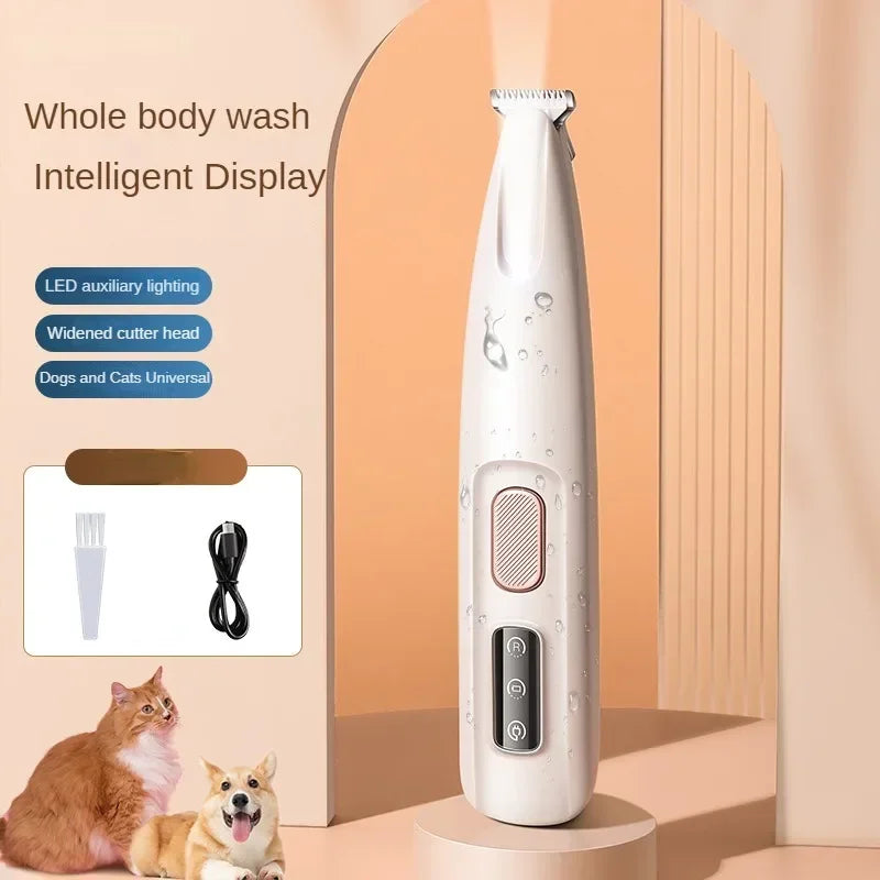 LED Dog Paw Trimmer – Waterproof Pet Hair Clippers with LED Display & Wide Blade