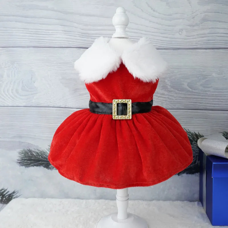 Christmas Dog Dress - Fancy Princess Outfit for Small Pets