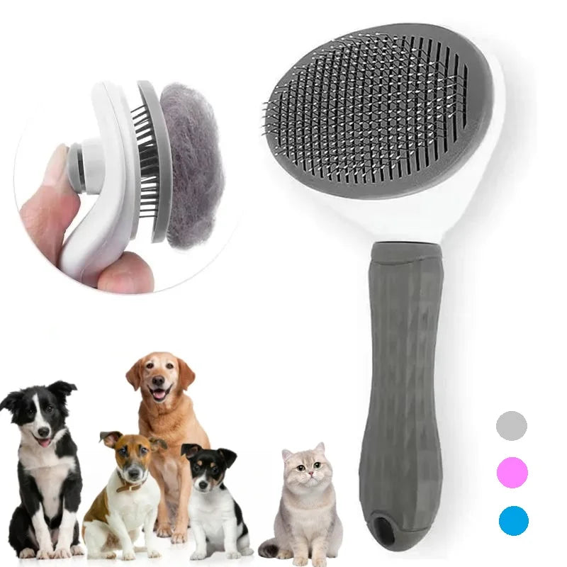 Self-Cleaning Pet Hair Removal Comb - Cat & Dog Grooming Brush