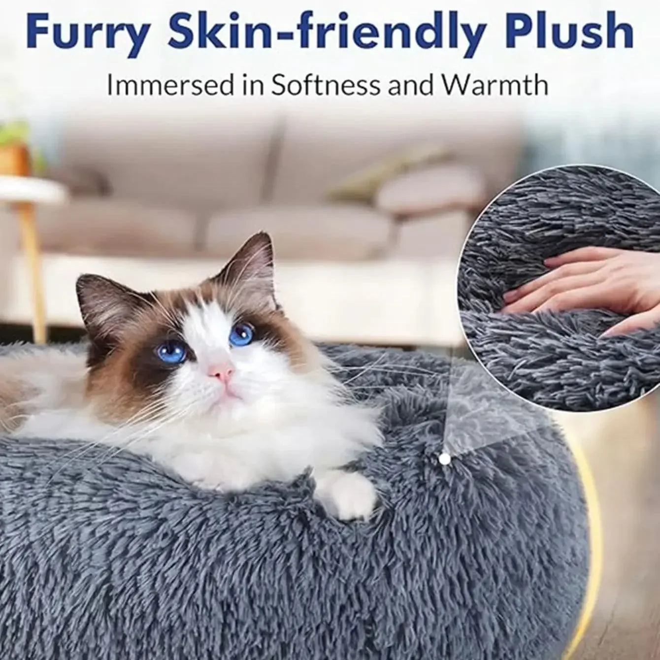 40-90cm Round Plush Pet Bed – Soft, Warm Dog & Cat House
