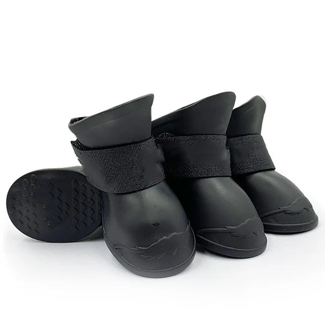 4Pcs Waterproof Anti-Slip Pet Boots - Rubber Rain Shoes for Dogs & Cats