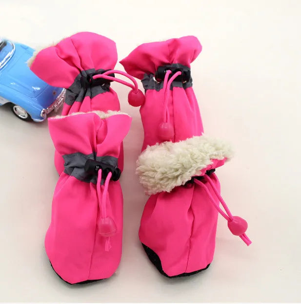 4pcs Waterproof Anti-Slip Puppy Boots - Winter Dog Footwear for Prewalkers