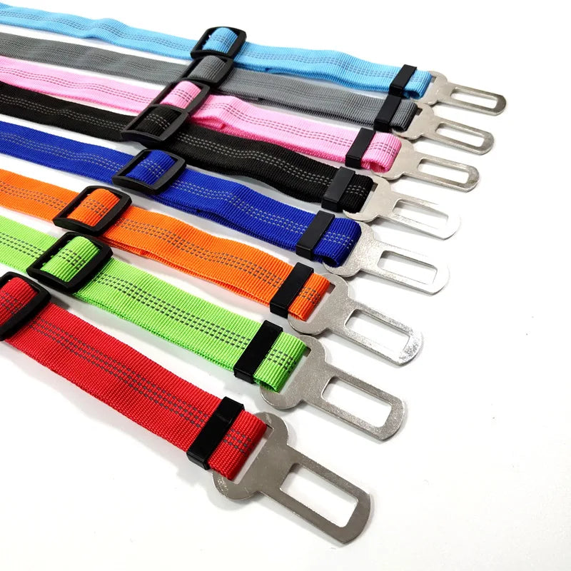 Adjustable Dog Car Seat Belt Harness – Nylon Reflective Travel Accessory