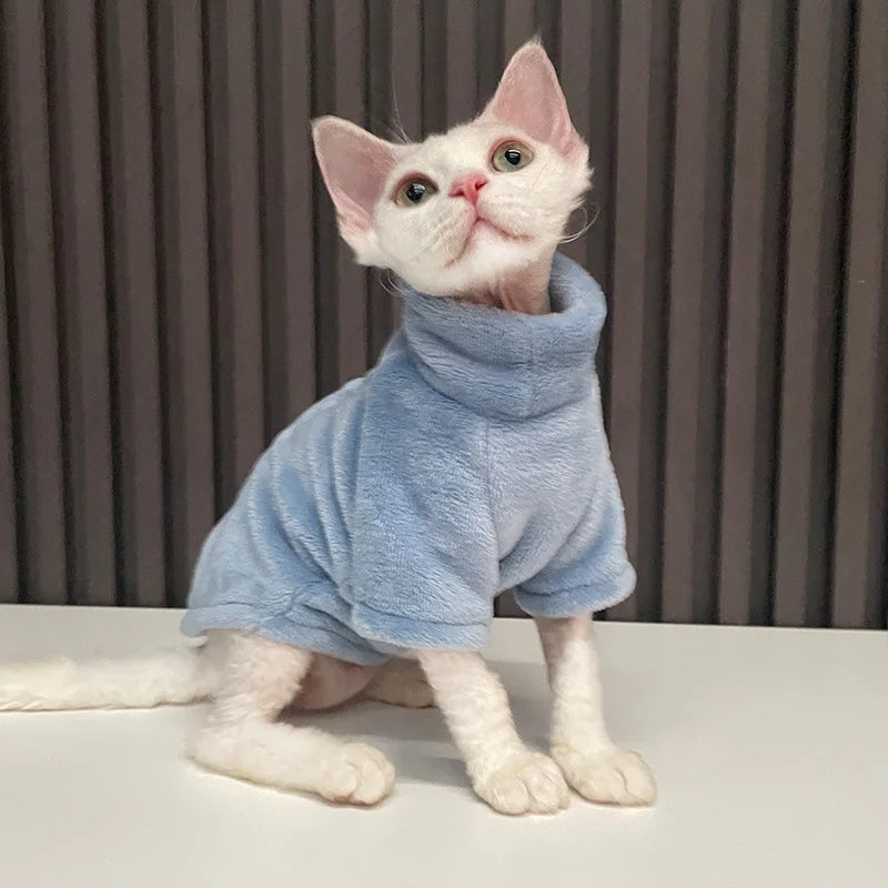 Warm Turtleneck Cat Sweater - Soft Fluff Pullover for Cats & Small Dogs