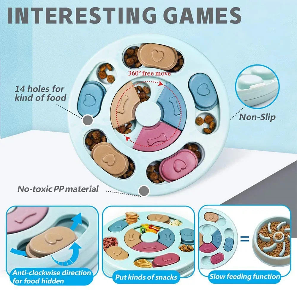 Dog Puzzle Slow Feeder - Interactive IQ Food Dispenser Bowl
