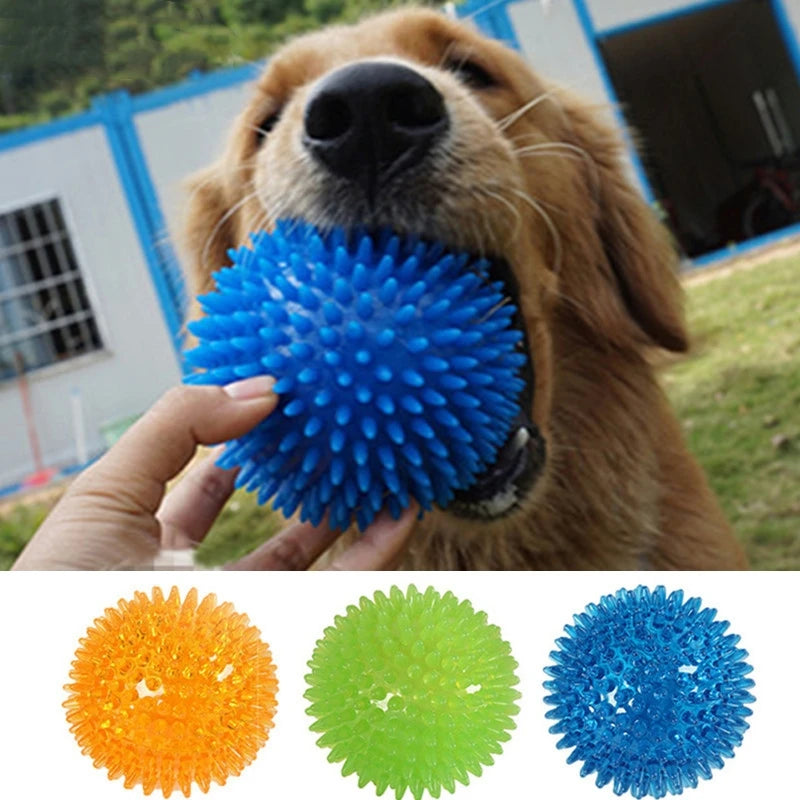 Pet Dog & Cat Squeaky Tooth Cleaning Ball - TPR Chew Toy for Puppies