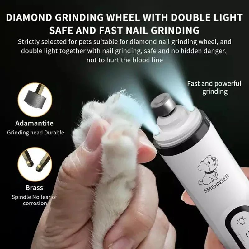 LED Electric Pet Nail Grinder – USB Rechargeable Grooming Tool
