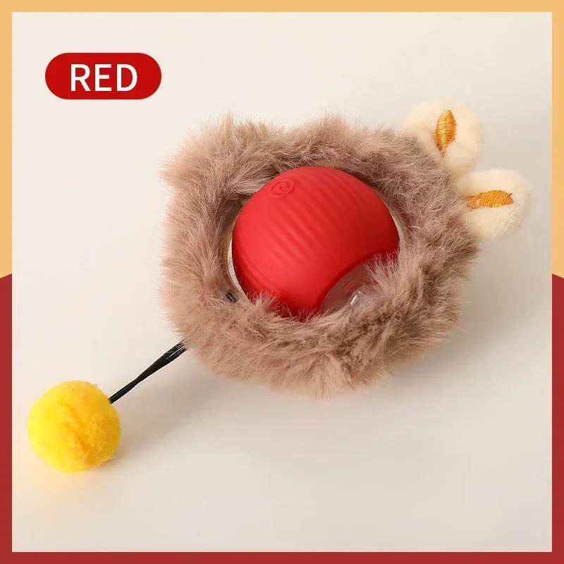 Smart Rechargeable Rolling Cat Toy with Faux Tail – Interactive Training Ball for Cats & Dogs