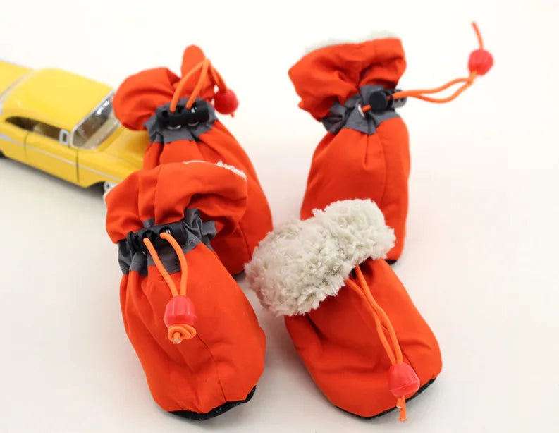 4pcs Waterproof Anti-Slip Puppy Boots - Winter Dog Footwear for Prewalkers