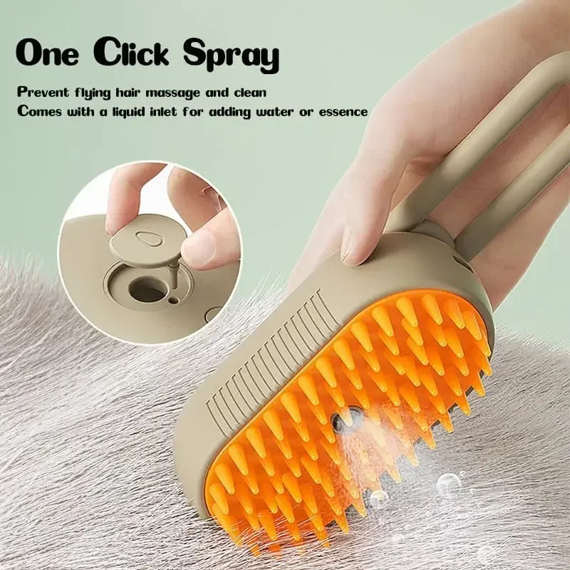 3-in-1 Electric Dog & Cat Brush with Steamer for Grooming & Massage