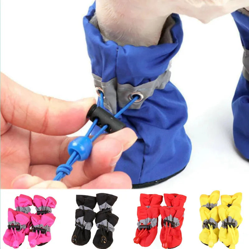 4pcs Waterproof Anti-Slip Dog Boots – Rain Shoes for Small Pets