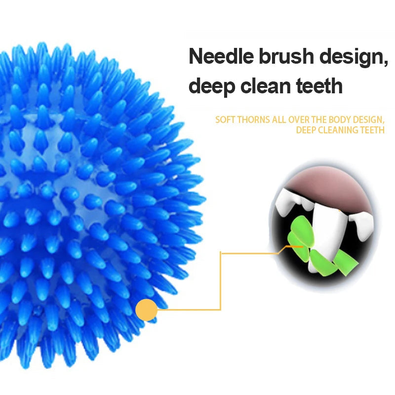 Pet Dog & Cat Squeaky Tooth Cleaning Ball - TPR Chew Toy for Puppies