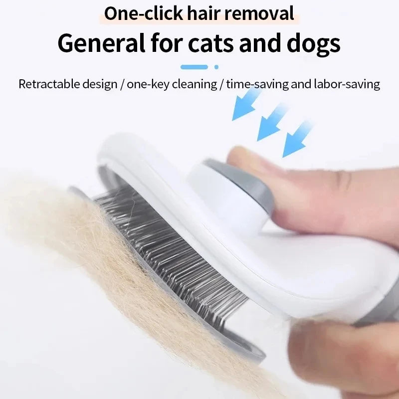 Self-Cleaning Pet Hair Removal Comb - Cat & Dog Grooming Brush