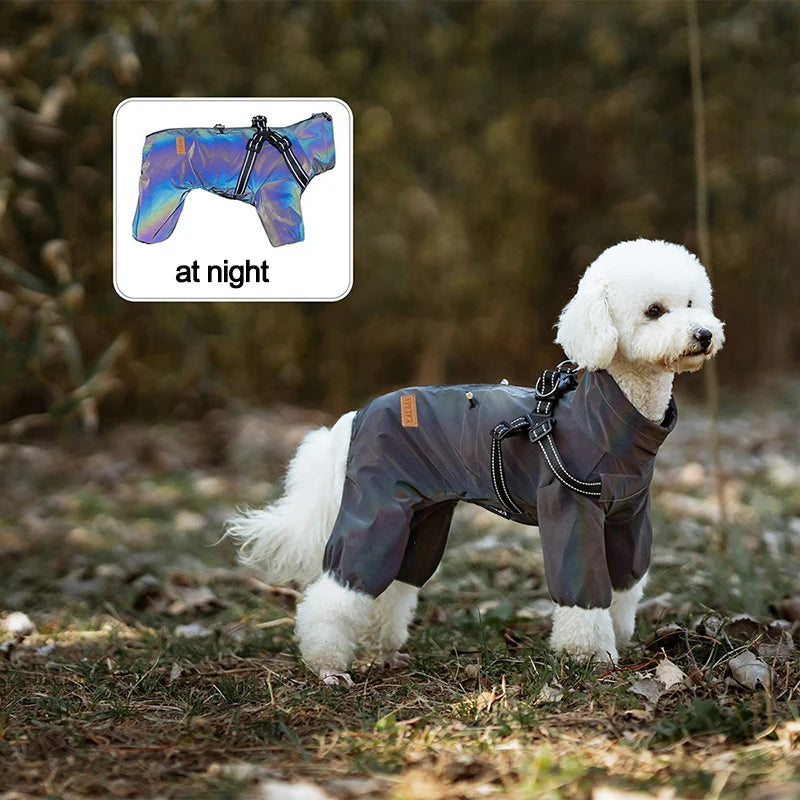 Waterproof Dog Raincoat with Harness – Reflective & Adjustable for Small/Medium Dogs