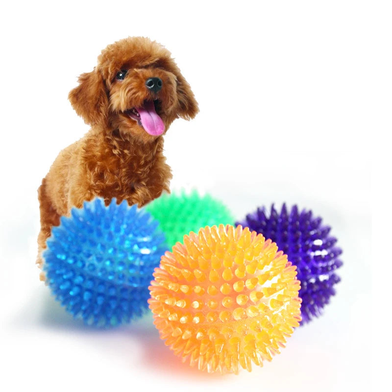 Pet Dog & Cat Squeaky Tooth Cleaning Ball - TPR Chew Toy for Puppies
