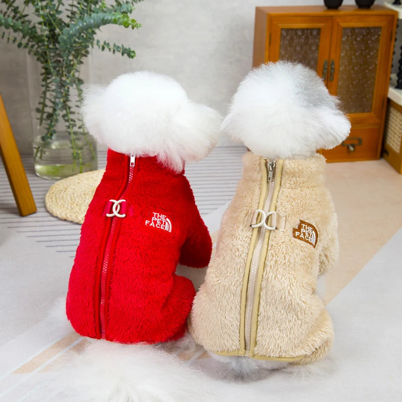Winter Dog Jumpsuit Coat with Zipper - Warm Pet Jacket for Small Dogs & Cats
