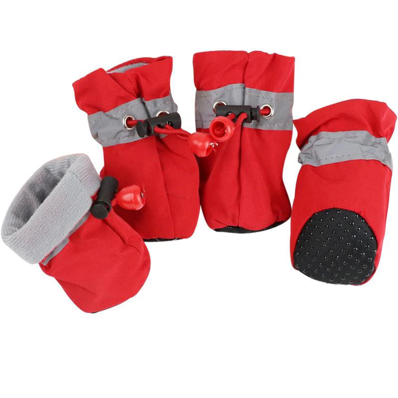 4pcs Waterproof Anti-Slip Puppy Boots - Winter Dog Footwear for Prewalkers
