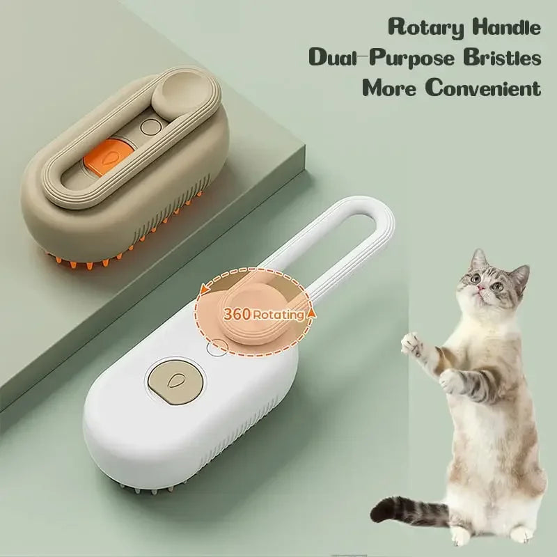 3-in-1 Electric Dog & Cat Brush with Steamer for Grooming & Massage